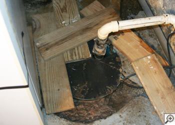 An ugly, clogged sump pump system in Greenbrier, Arkansas