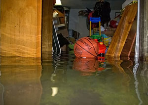 A flooded basement bedroom in North Little Rock