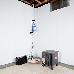 a complete basement waterproofing system installed in a North Little Rock home