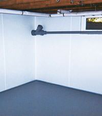 Plastic basement wall panels installed in a Hensley, Arkansas home