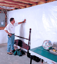 Plastic 20-mil vapor barrier for dirt basements, Hensley, Arkansas installation
