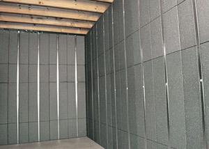 SilverGlo™ insulation and metal studs making up our Basement to Beautiful panels.  Installed in Alexander.